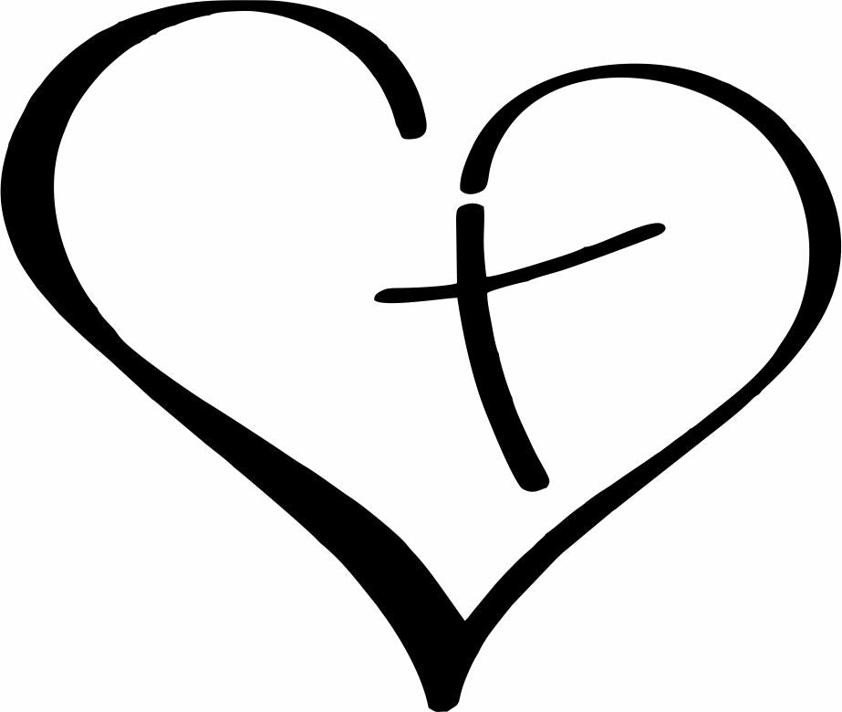 Christian Cross within Heart Decal - Powercall Sirens LLC
