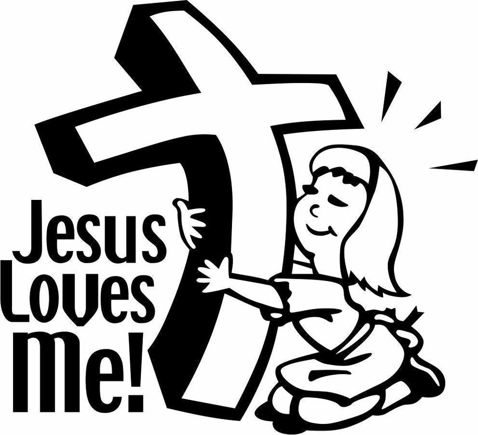 Jesus Loves Me Holding Cross Decal