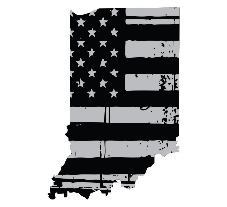 Indiana Black / Sliver Flag Decal