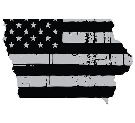 Iowa Black / Sliver Flag Decal