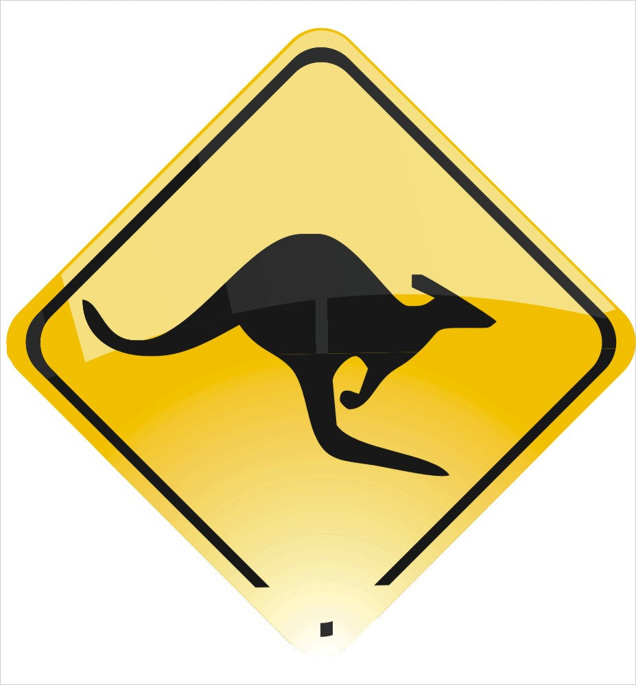 Kangaroo Crossing Road Sign Decal