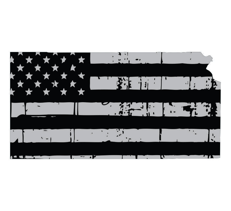 Kansas Black / Sliver Flag Decal