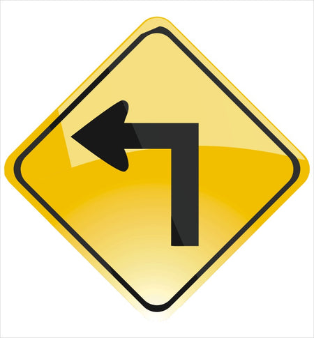 Left Turn Road Sign Decal