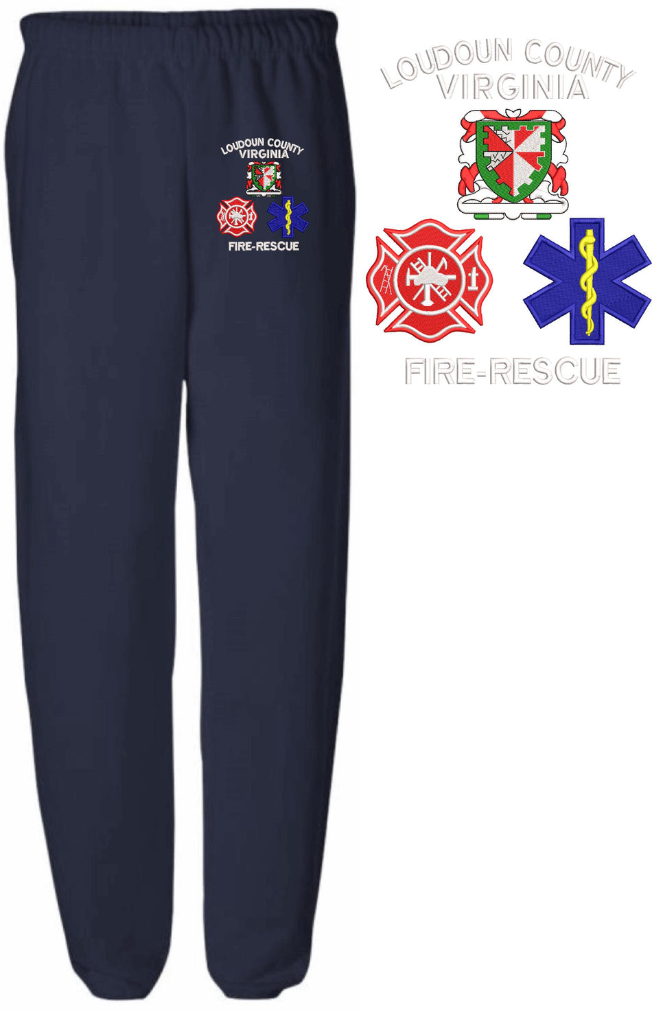 Loudoun County Fire & Rescue Embroidered Sweatpants - Powercall Sirens LLC