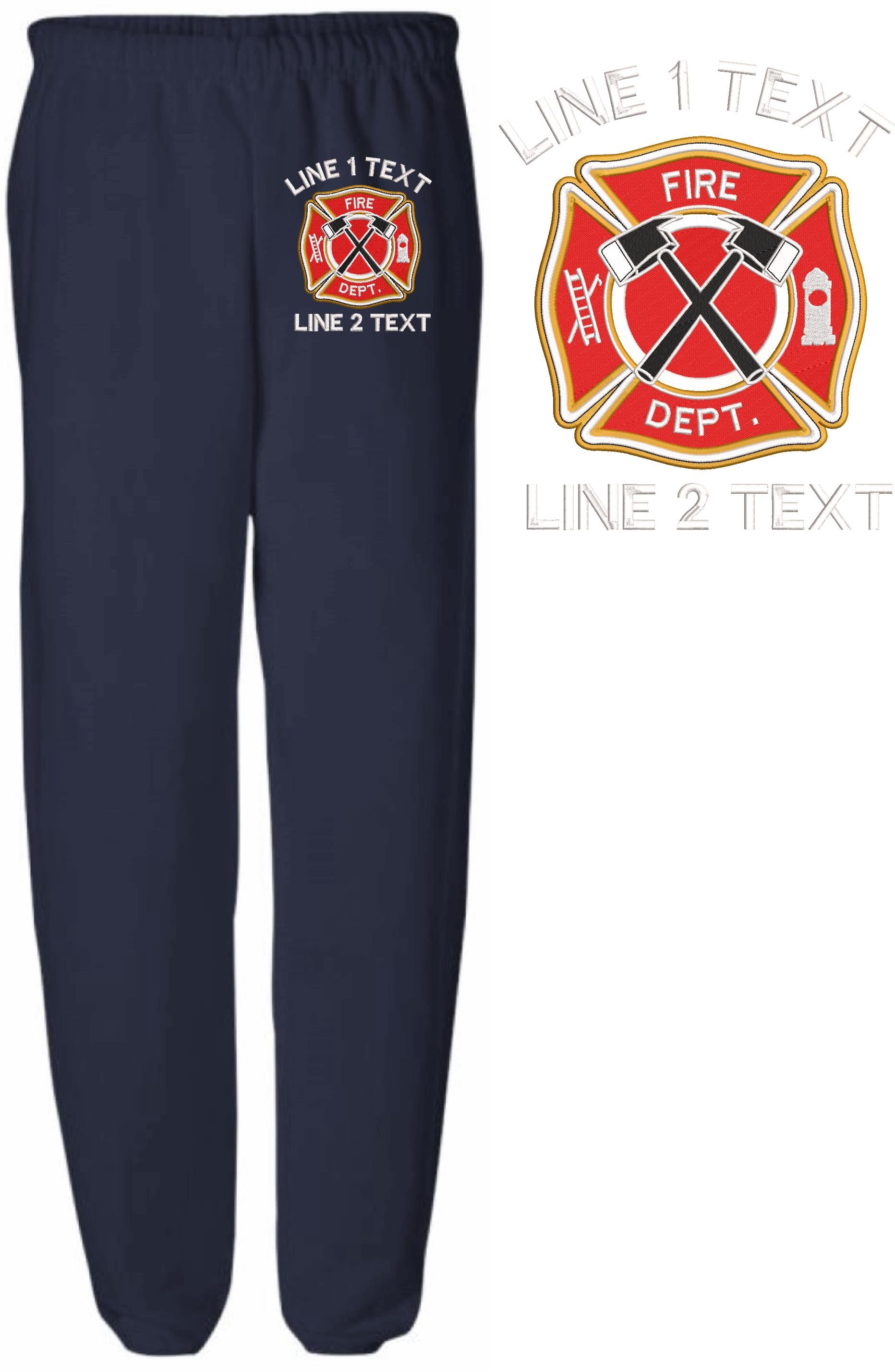 Maltese Cross Axes Embroidered Sweatpants - Powercall Sirens LLC
