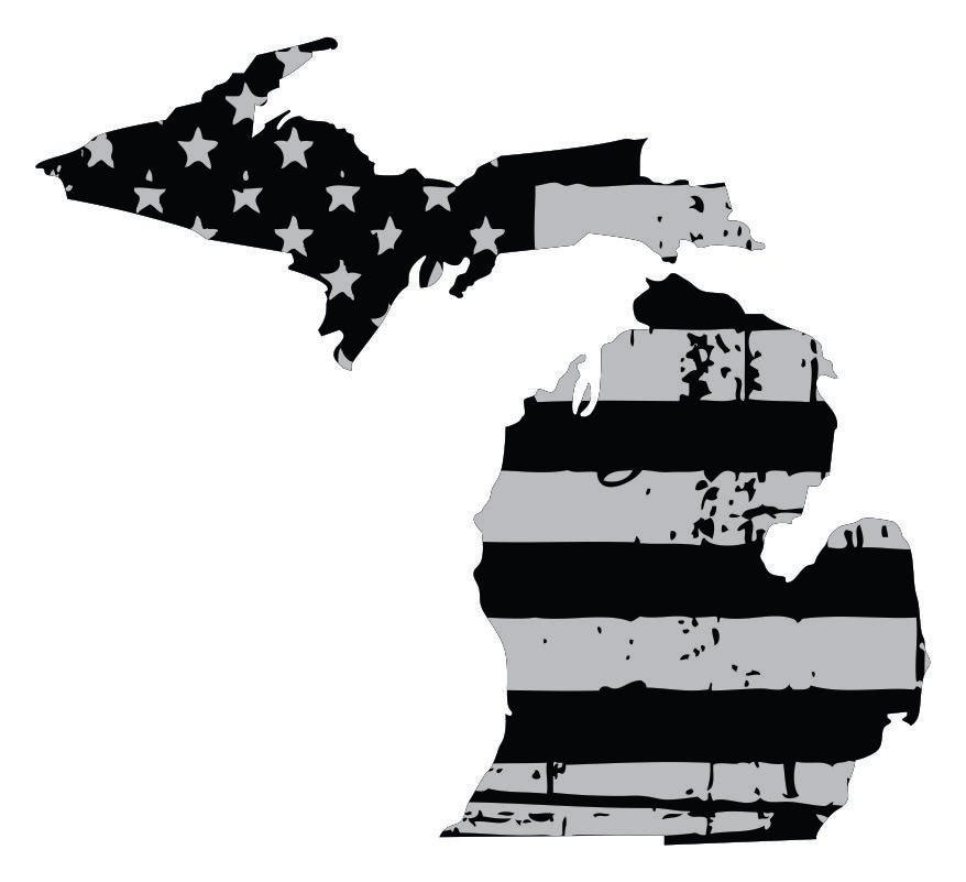 Michigan Black / Sliver Flag Decal