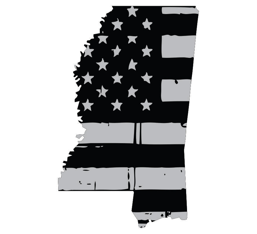 Mississippi Black / Sliver Flag Decal