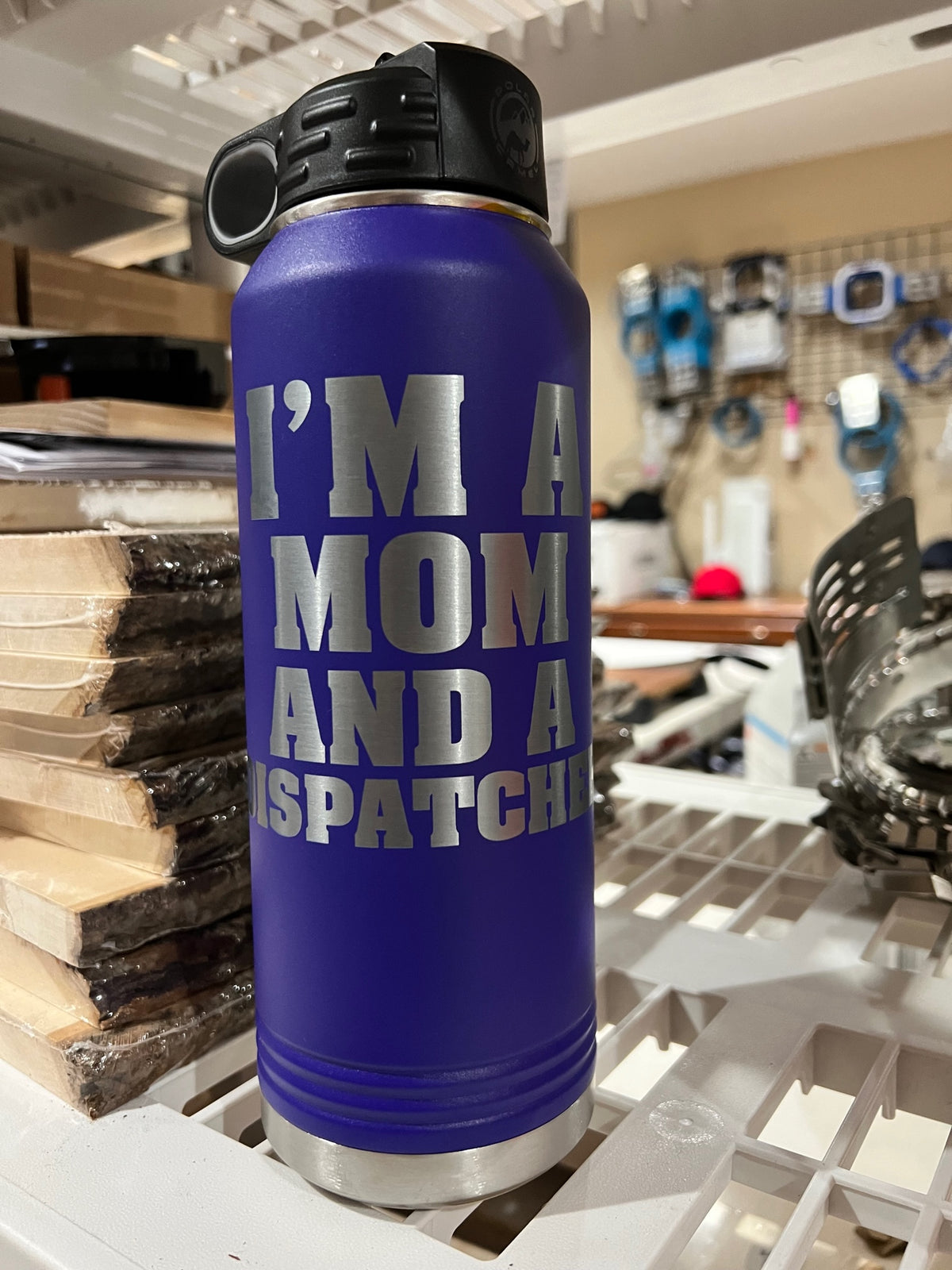 Mom and a dispatcher custom Engraved 32oz. Water Bottle - Powercall Sirens LLC