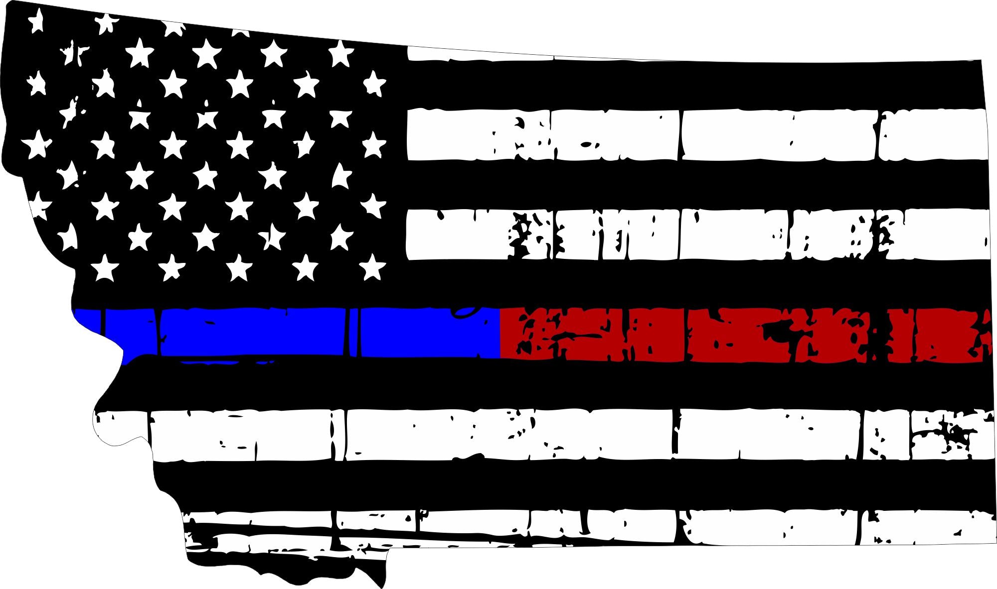 State of Montana Blue/Red Line Decal - Powercall Sirens LLC