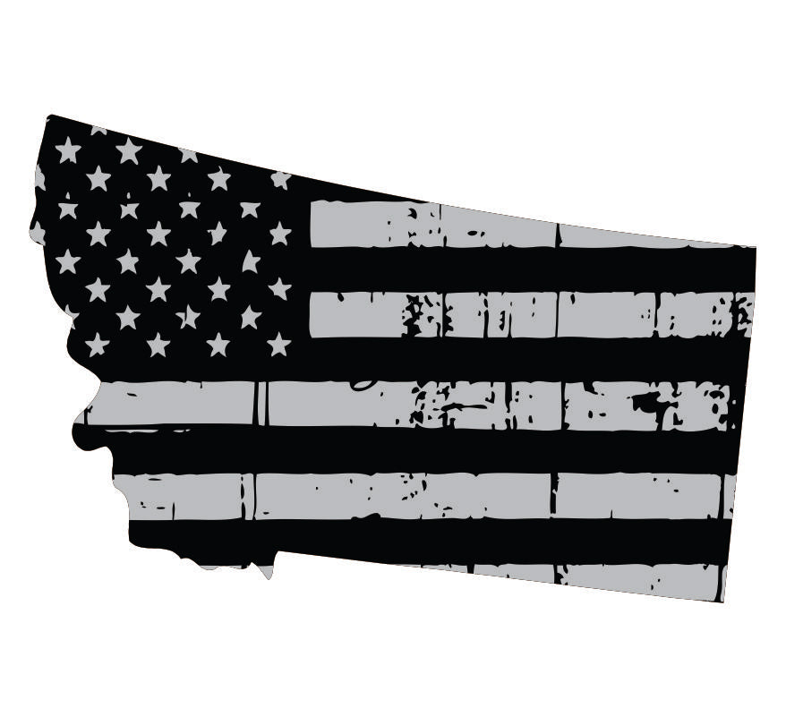 Montana Black / Sliver Flag Decal