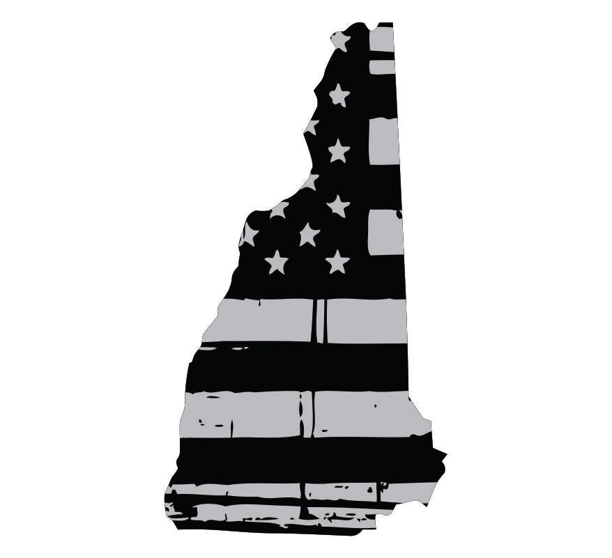New Hampshire Black / Sliver Flag Decal
