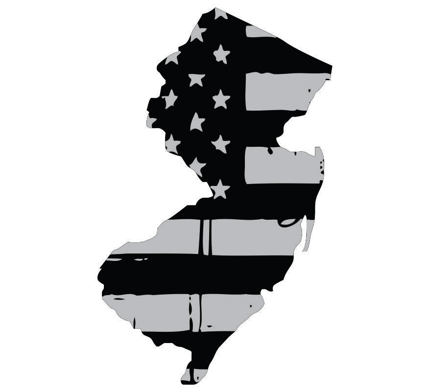 New Jersey Black / Sliver Flag Decal