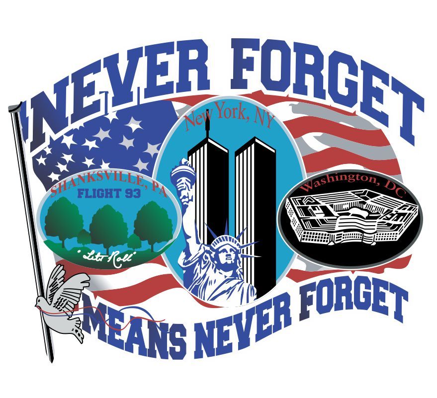 Never forget means never forget Memorial decal - Powercall Sirens LLC