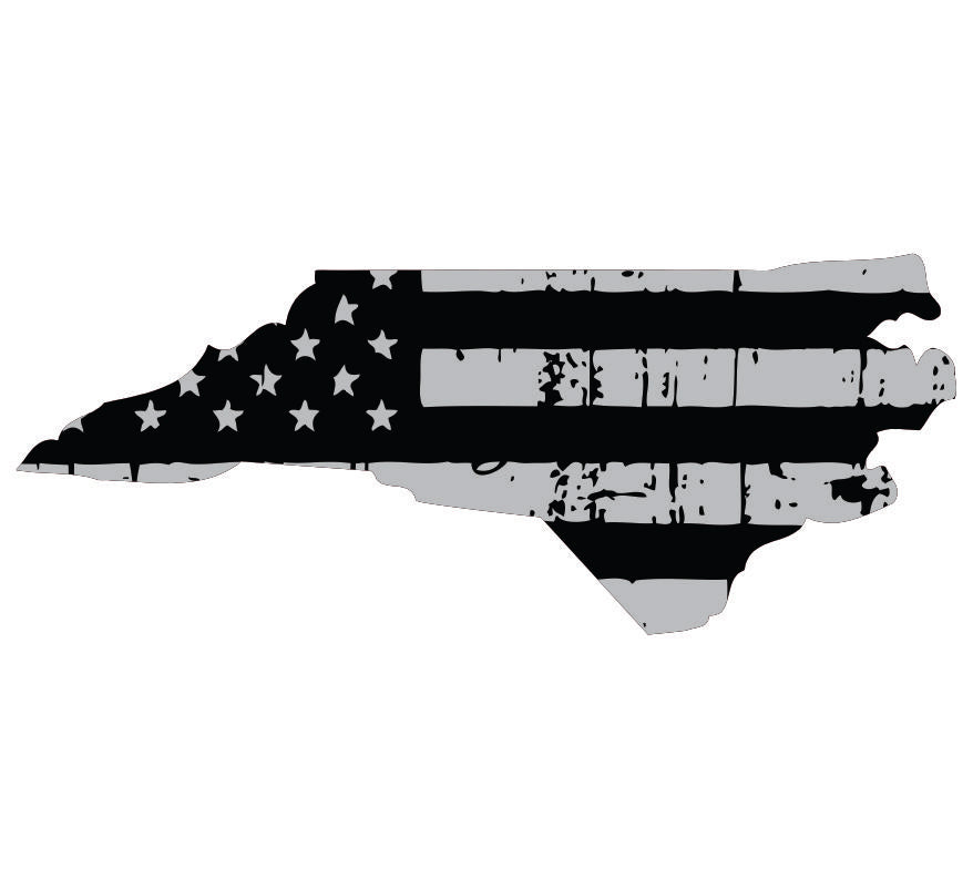 North Carolina Black / Sliver Flag Decal