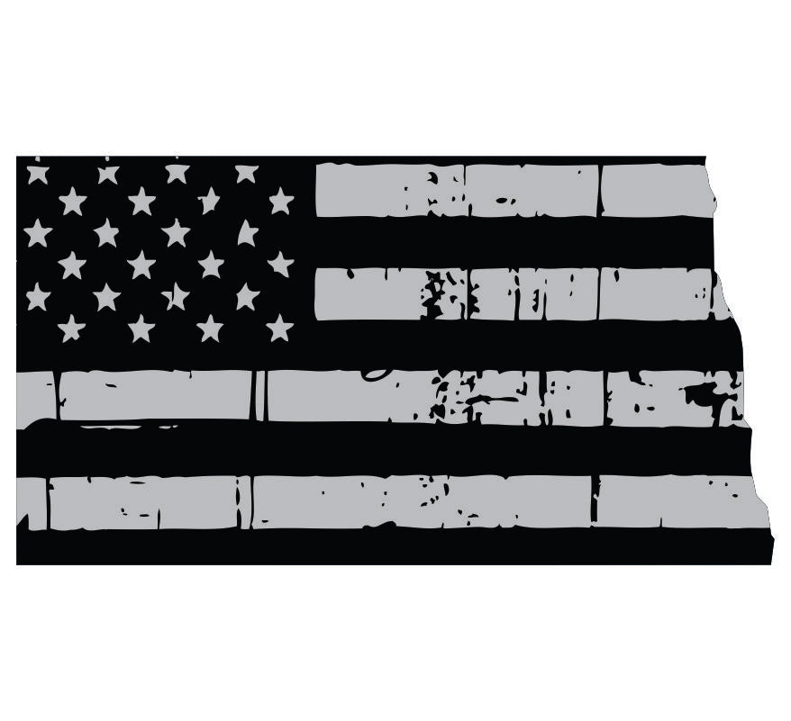 North Dakota Black / Sliver Flag Decal