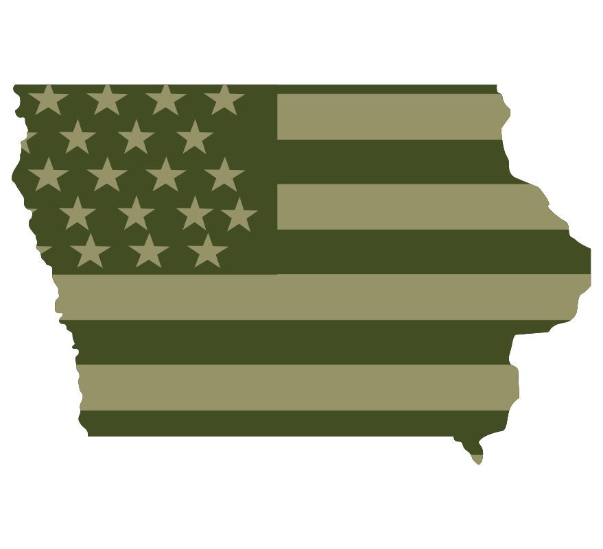 Iowa Olive Drab Flag Decal