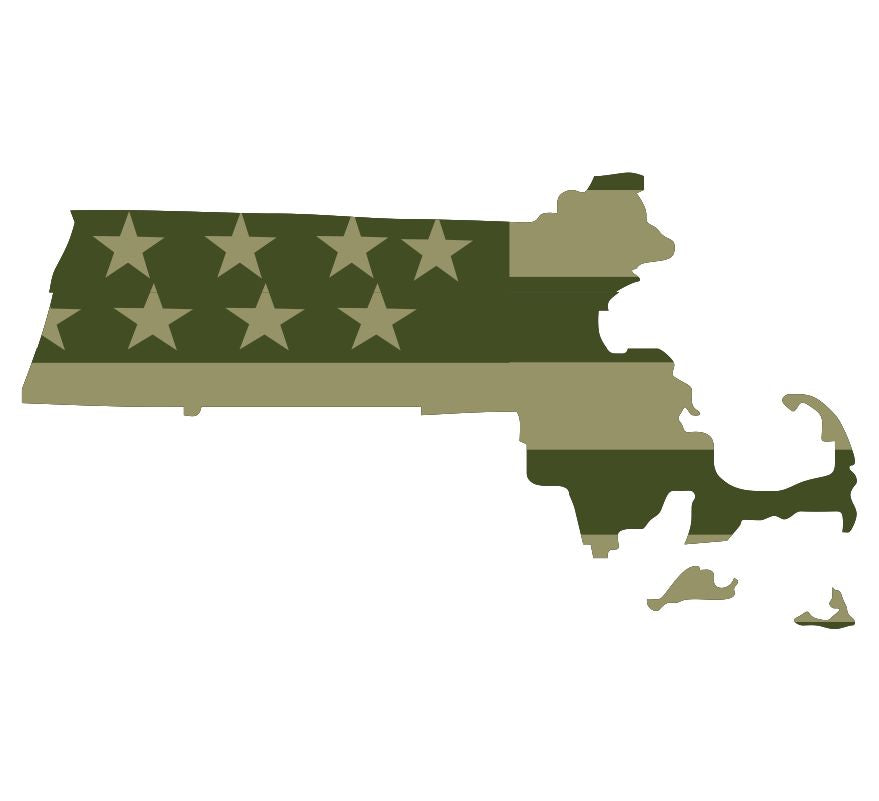Massachusetts Olive Drab Flag Decal