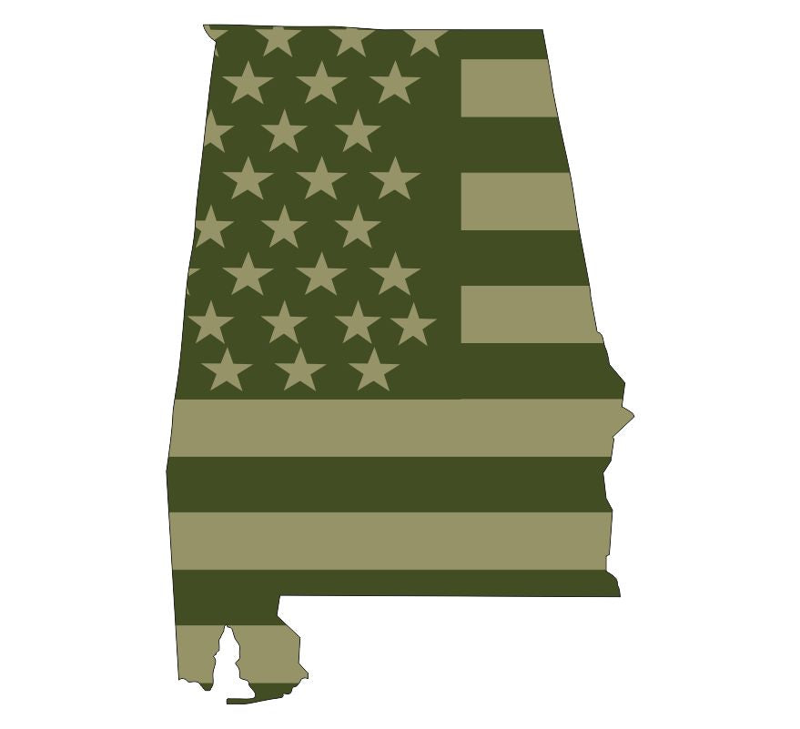 Alabama Olive Drab Flag Decal
