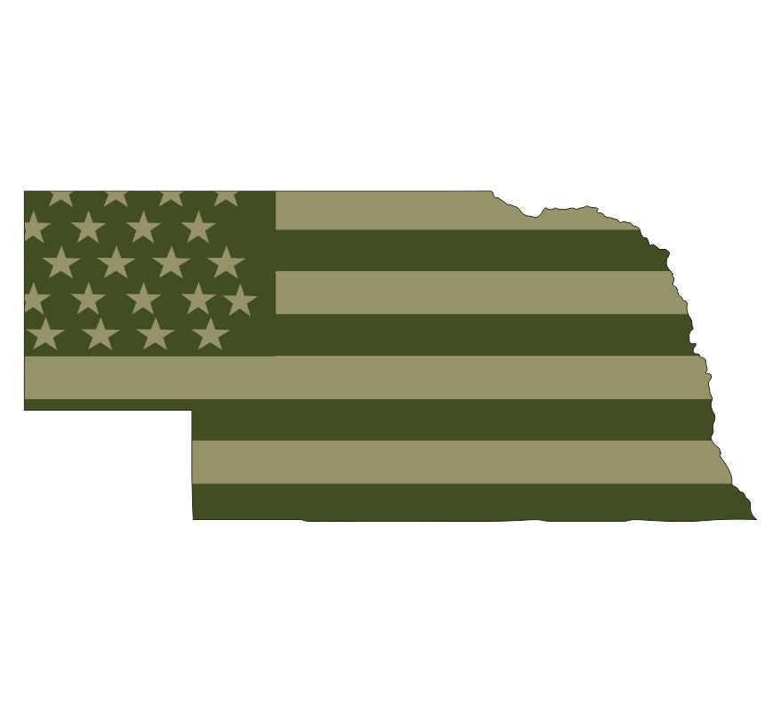 Nebraska Olive Drab Flag Decal