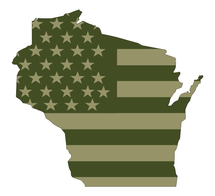 Wisconsin Olive Drab Flag Decal