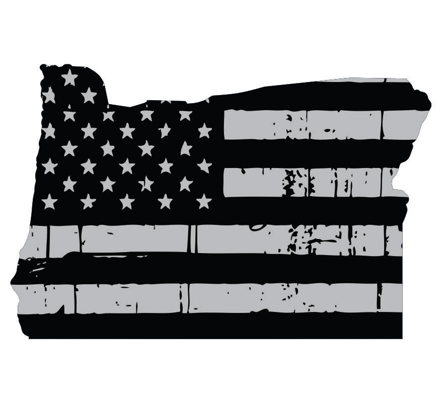 Oregon Black / Sliver Flag Decal