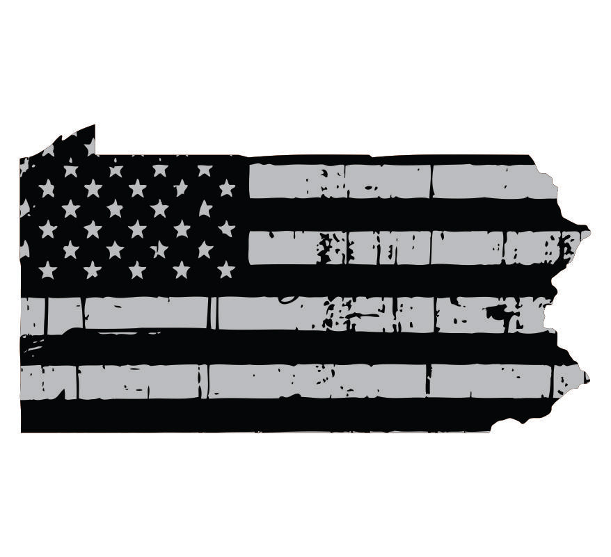 Pennsylvania Black / Sliver Flag Decal