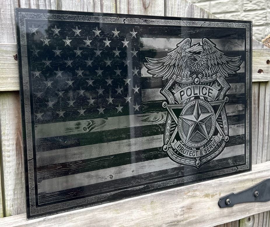 Police Protect and Serve Engraved Acrylic Sign - Powercall Sirens LLC