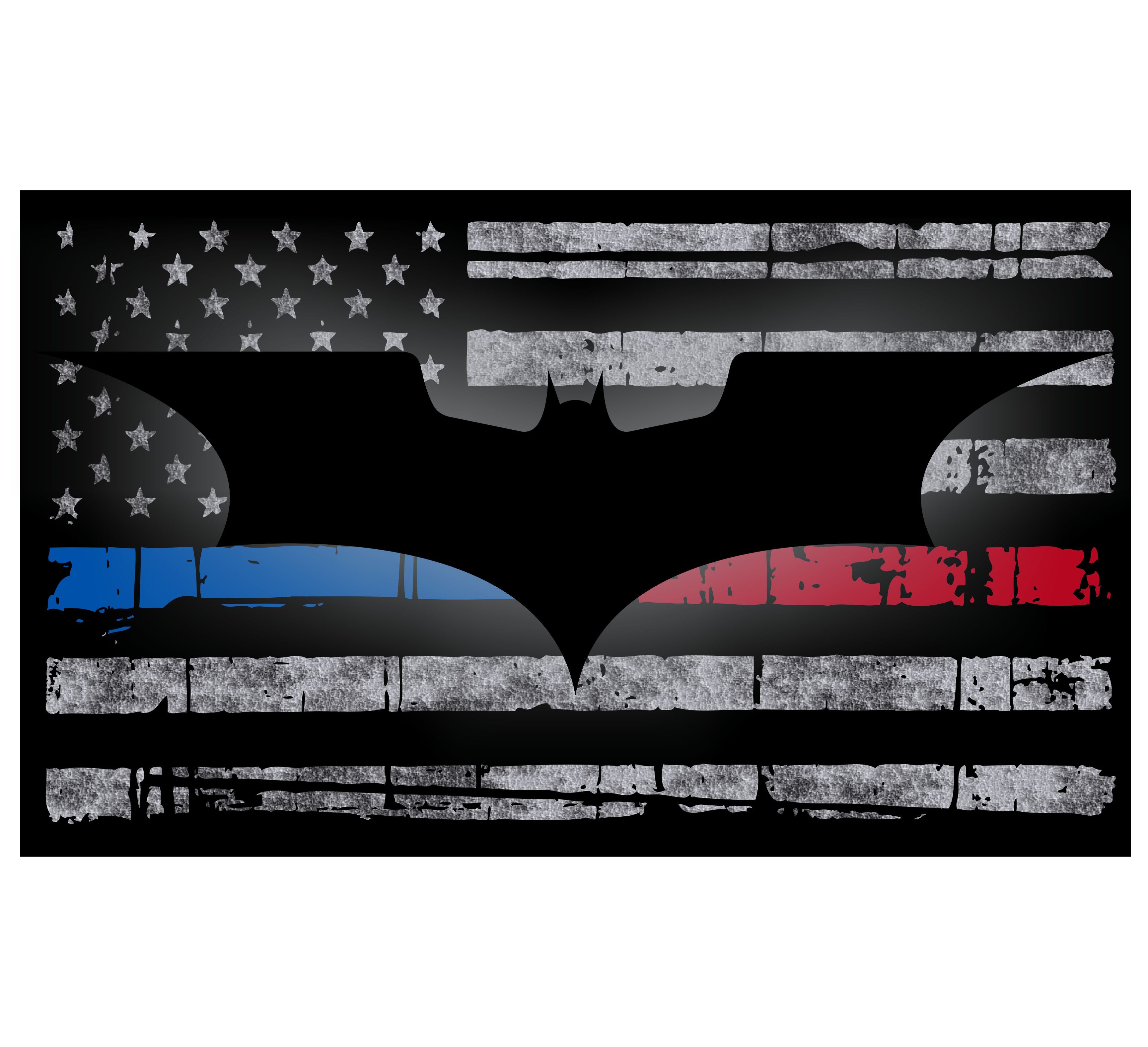 Batman Red and Blue Line Distressed Flag Decal - Powercall Sirens LLC