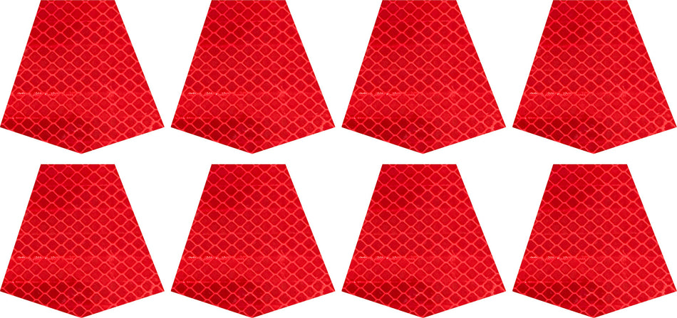 Set of 8 - 3M Red Bullard Style Retro Prismatic Trapezoids