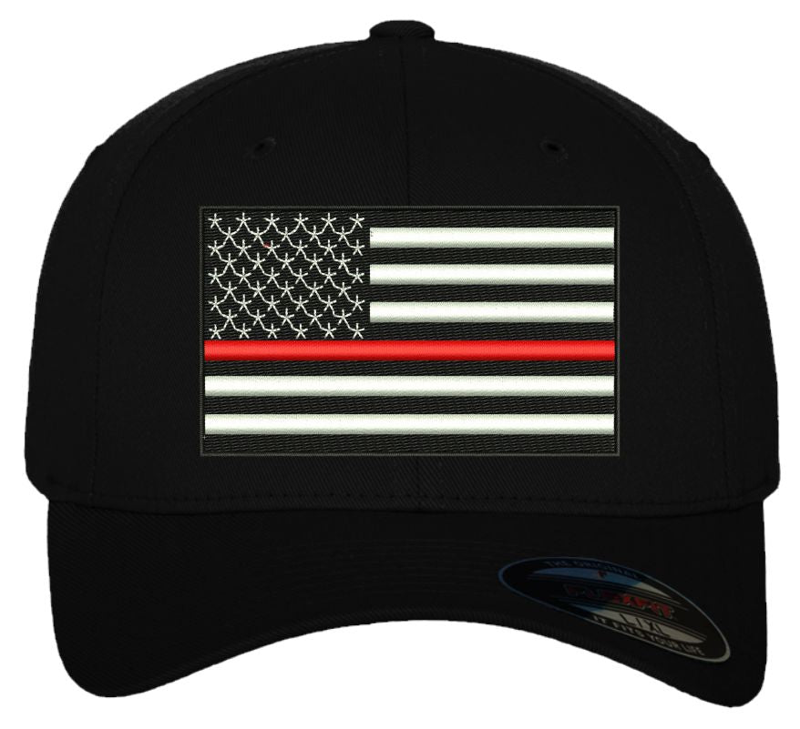 Thin Red Line USA Flag Embroidered Firefighter Ball Cap