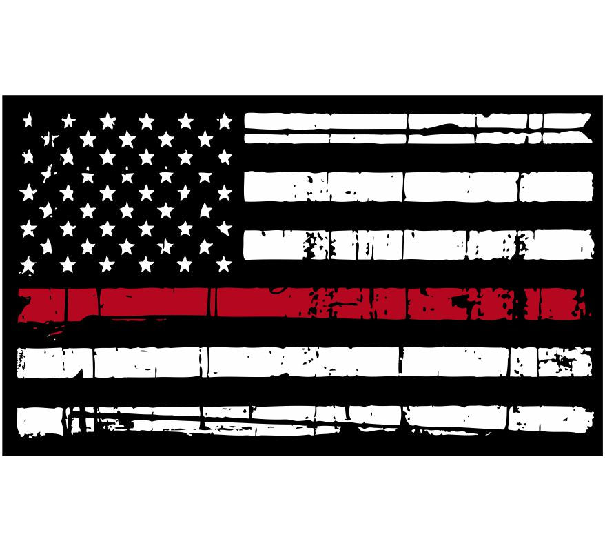 Tattered USA Flag Red Line Window Decal