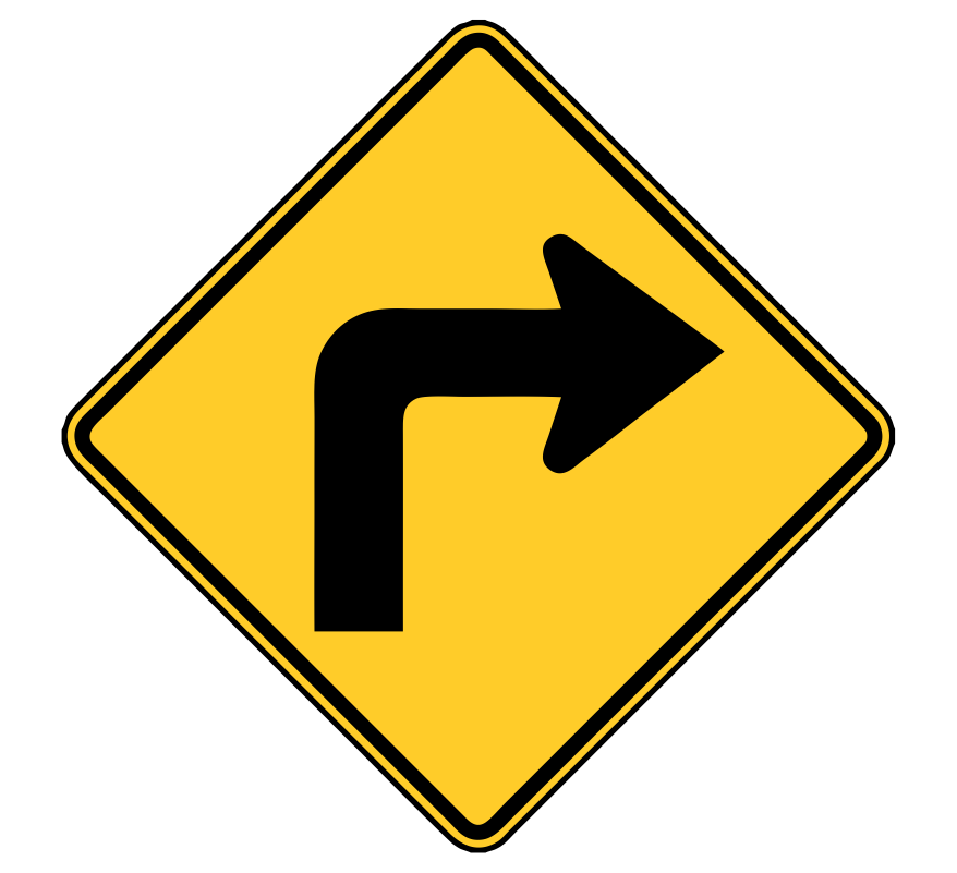 Right Turn Ahead Road Sign Decal