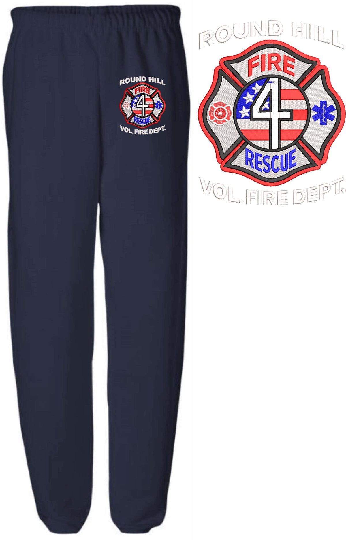 Round Hill Vol. Fire/Rescue Embroidered Sweatpants - Powercall Sirens LLC