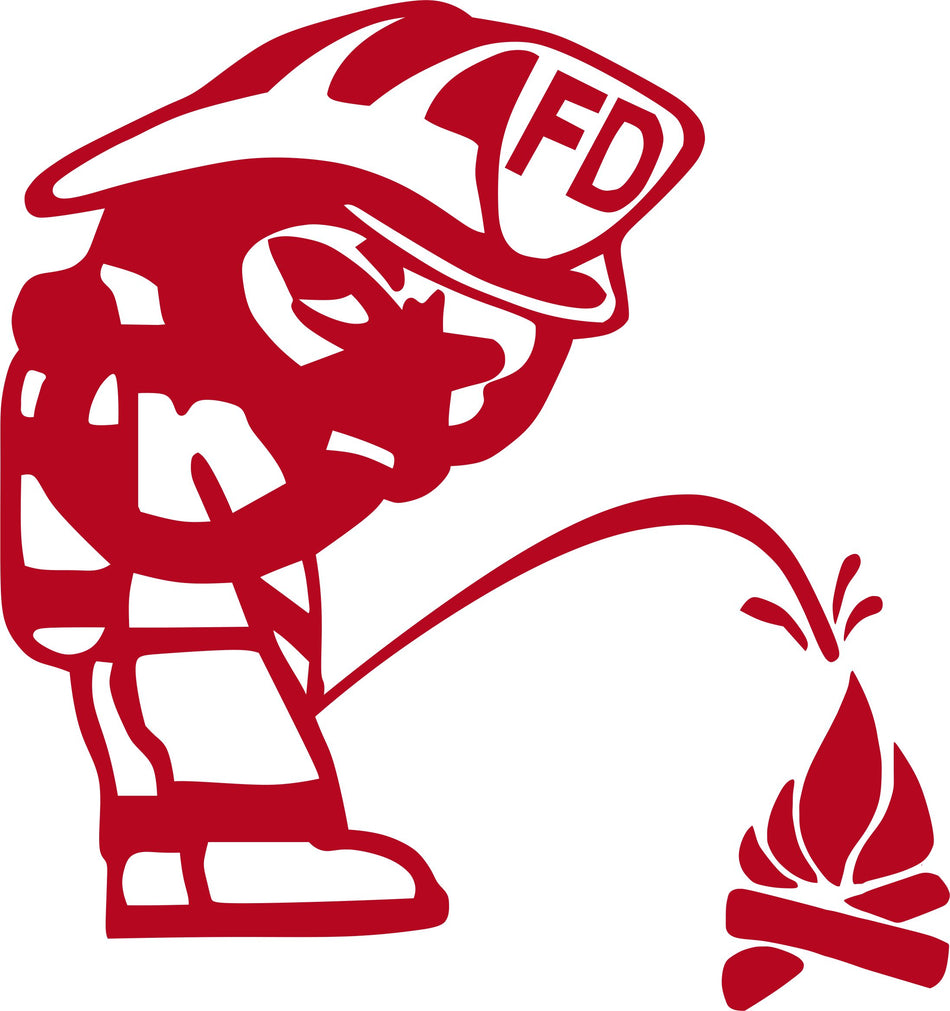 Scotted Fireman Peeing on Fire Decal - Powercall Sirens LLC