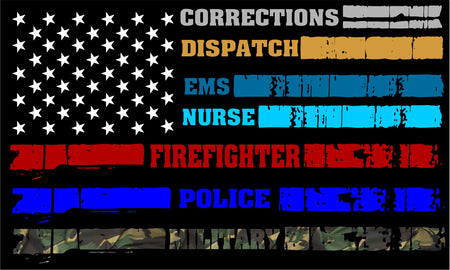Thin Blue Line EMT FF Military Nurse Flag Decal - Powercall Sirens LLC