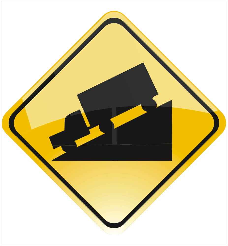 Down Hill Caution for Trucks Road Sign Decal