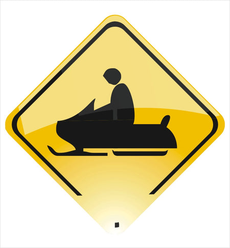 Snow Mobile Crossing Road Sign Decal