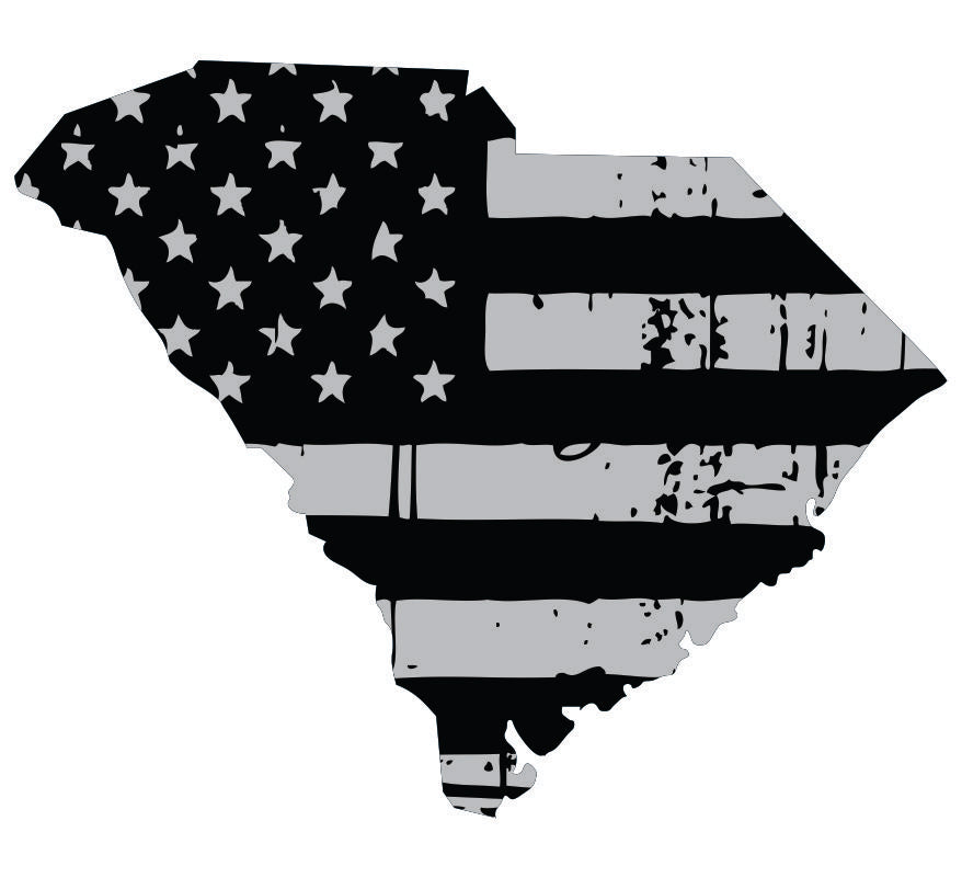 South Carolina Black / Sliver Flag Decal