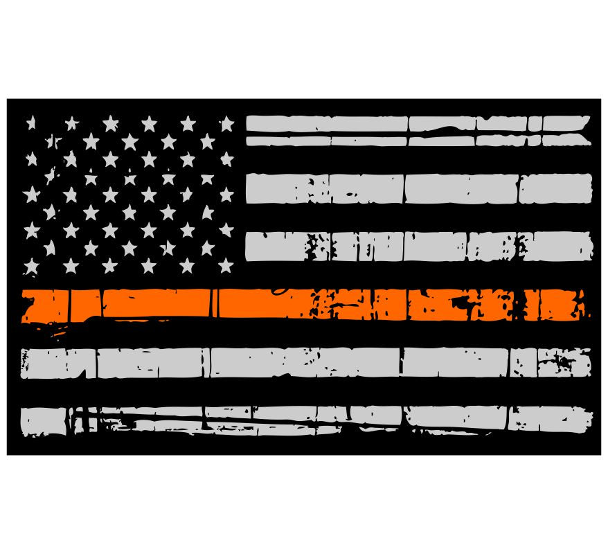 Tattered USA Flag Orange Line Decal