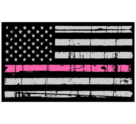 Tattered USA Flag Pink Line Window Decal