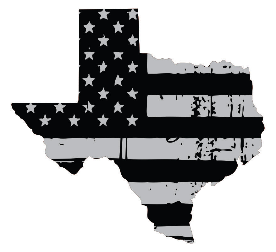 Texas Black / Sliver Flag Decal