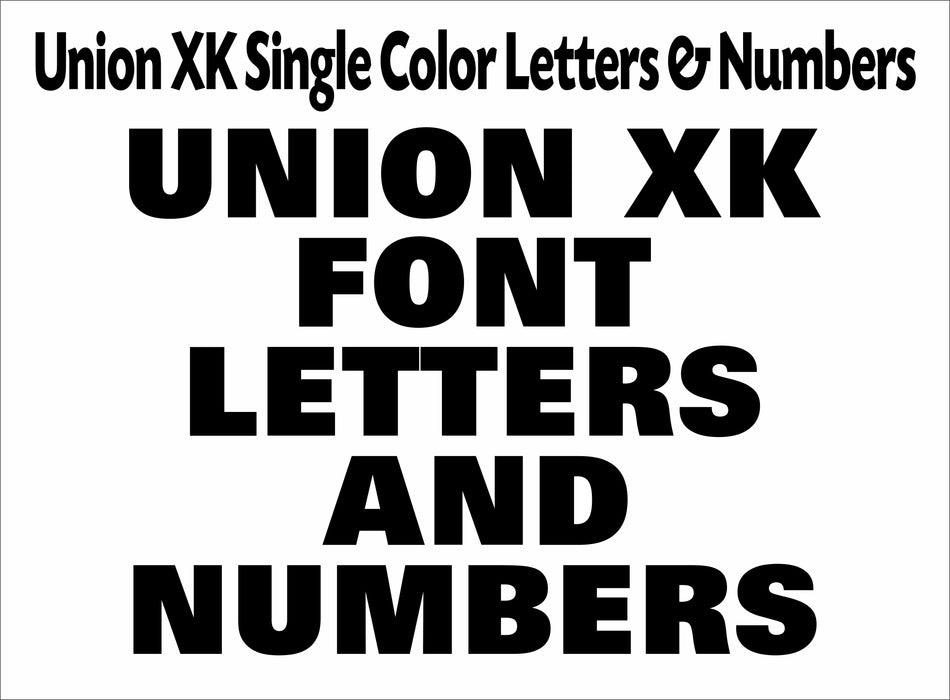 Union XK Single Color Font Letters and Numbers