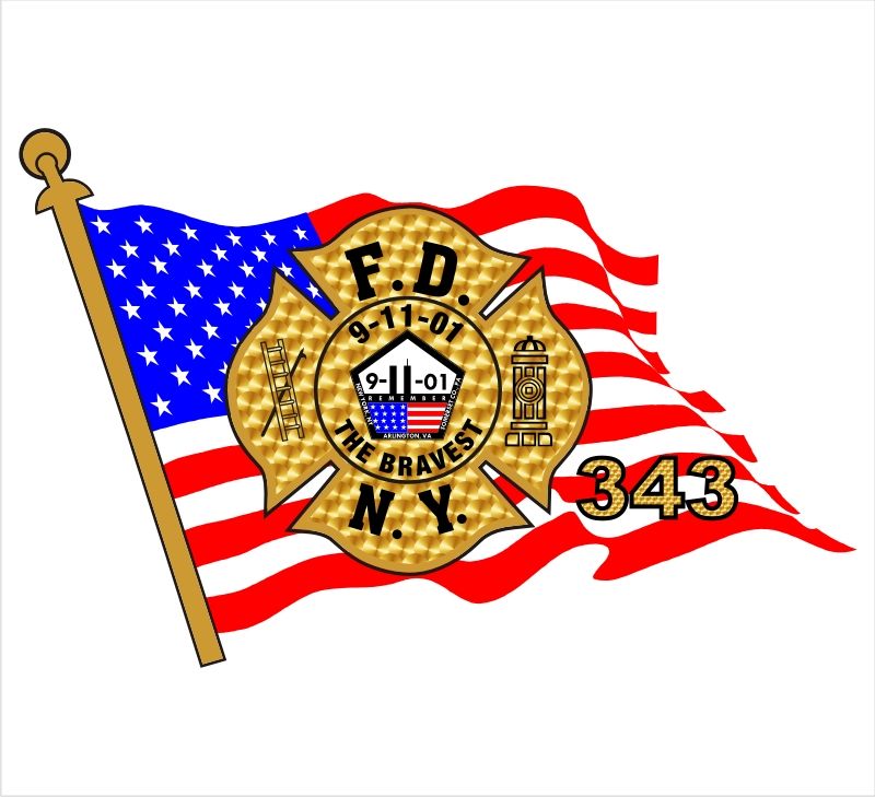 USA 343 Flag Memorial Customer Decal - Powercall Sirens LLC