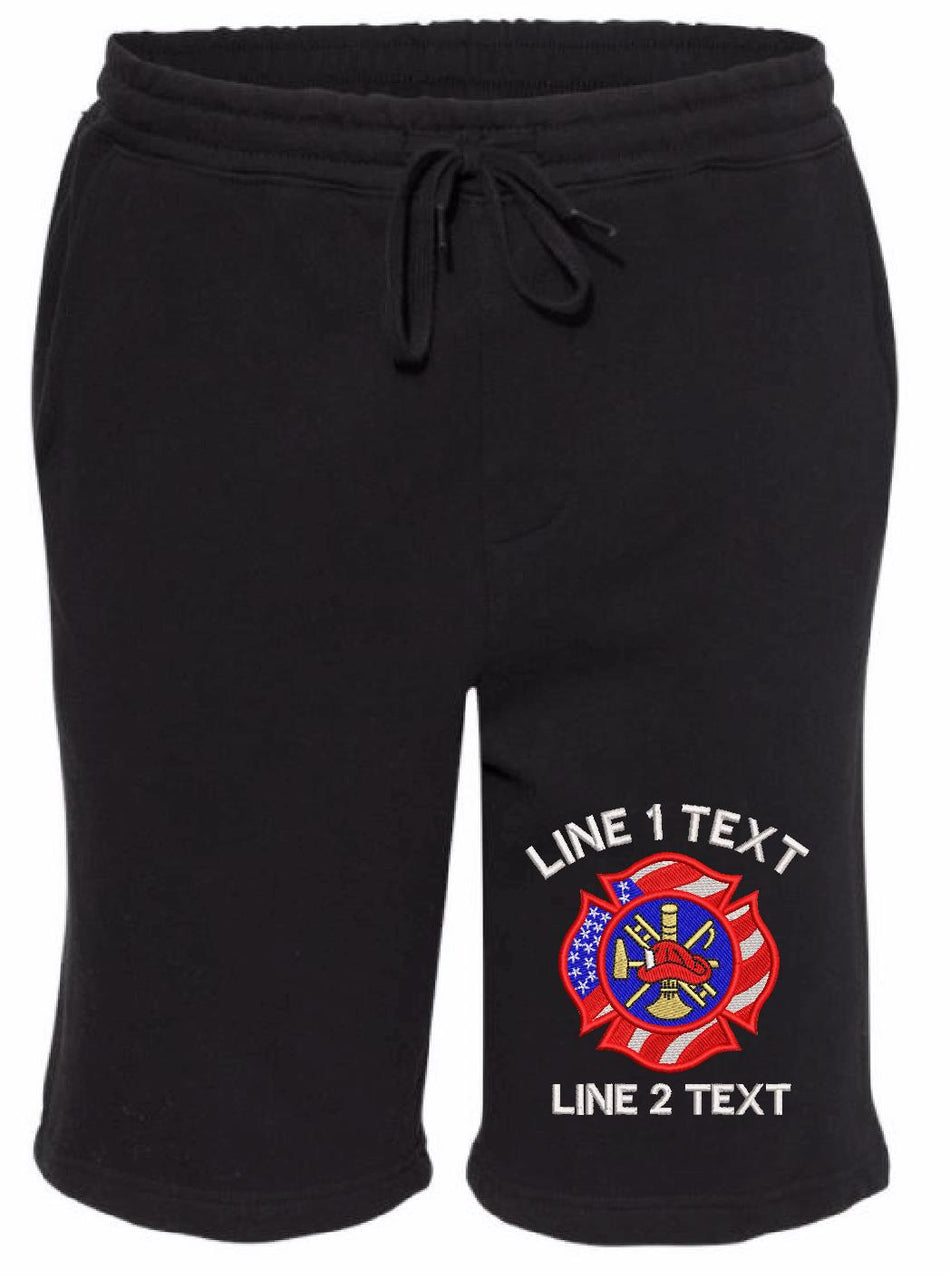 USA Maltese Cross Custom Embroidered Fleece Shorts - Powercall Sirens LLC