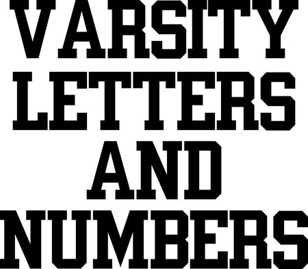 Varsity Single Color Font Letters and Numbers - Powercall Sirens LLC