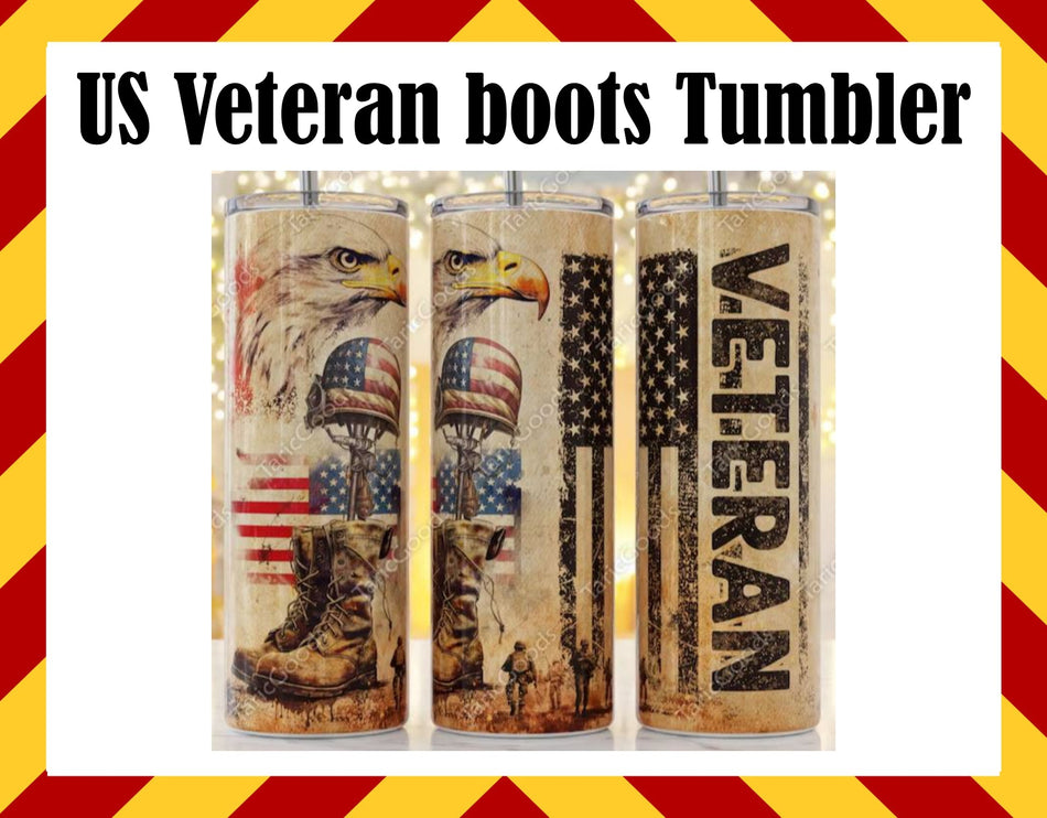 Stainless Steel Cup -  Military Veteran Boots Design Hot/Cold Cup