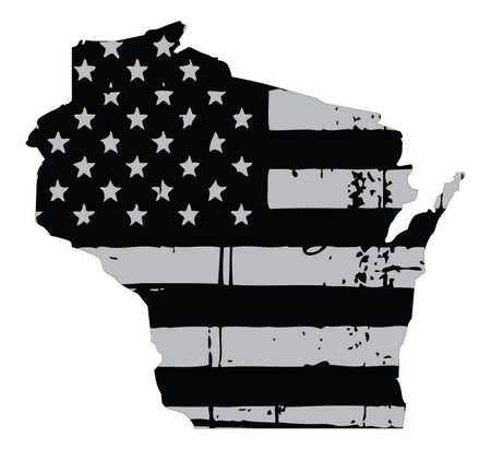 Wisconsin Black / Sliver Flag Decal